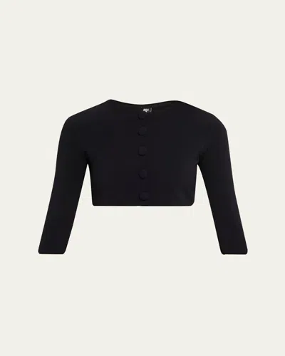 Lisa Marie Fernandez Crepe Cropped Cardigan In Black