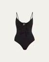 Lisa Marie Fernandez Crepe Three Tie One-piece Swimsuit In Black Crepe