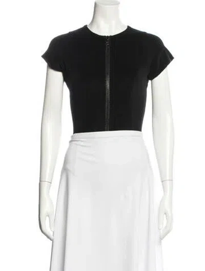 Pre-owned Lisa Marie Fernandez Crew Neck Short Sleeve Crop Top In Black