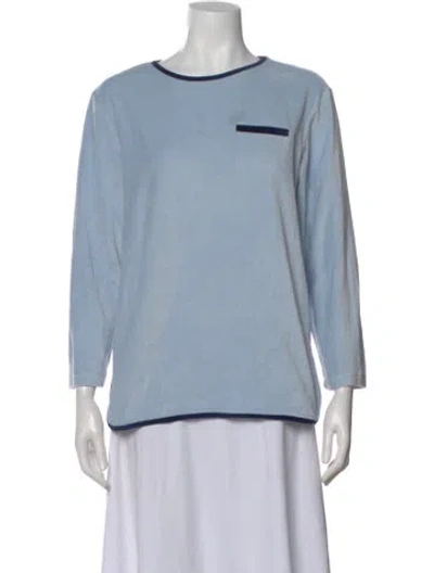 Pre-owned Lisa Marie Fernandez Crew Neck Three-quarter Sleeve Top In Blue
