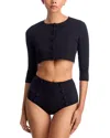 Lisa Marie Fernandez Cropped Cover-up Cardigan In Black