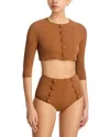 Lisa Marie Fernandez Cropped Cover-up Cardigan In Brown