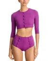 Lisa Marie Fernandez Cropped Cover-up Cardigan In Purple