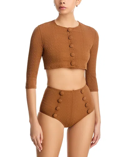 Lisa Marie Fernandez Cropped Cover-up Cardigan In Nude