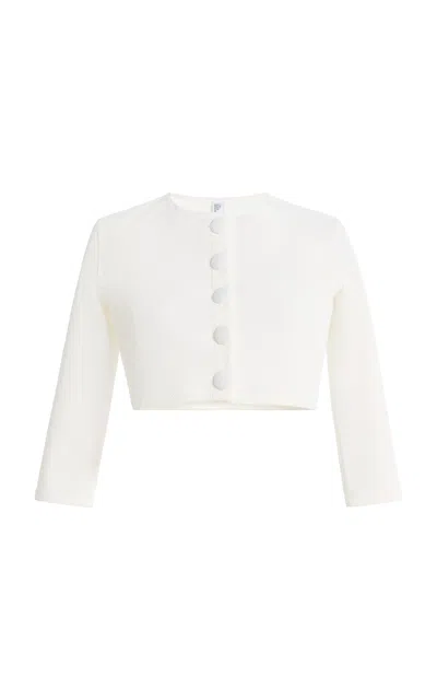 Lisa Marie Fernandez Cropped Jacquard Cardigan In White