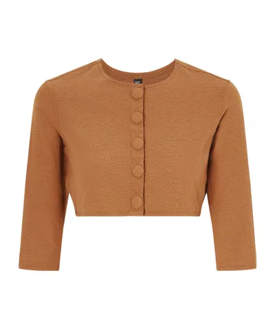 Lisa Marie Fernandez Cropped Stretch-jersey Cardigan In Brown