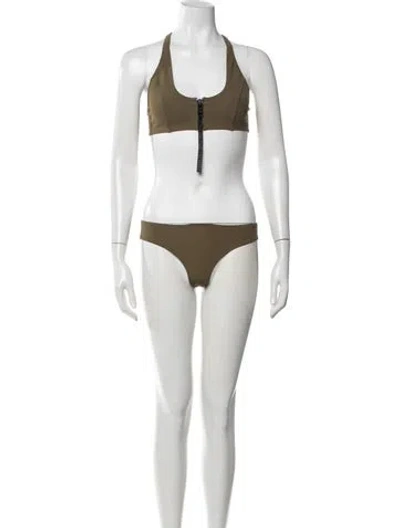 Pre-owned Lisa Marie Fernandez Cutout Accent Bikini In Green