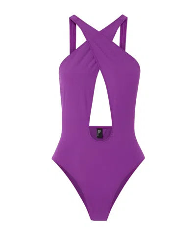 Lisa Marie Fernandez Pretzel Cutout Swimsuit In Purple
