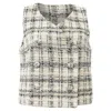 Lisa Marie Fernandez Double-breasted Checked Tweed Vest In White Cotton In White