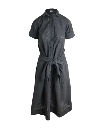 Lisa Marie Fernandez Eyelet Belted Shirt Dress In Black Cotton