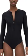 Lisa Marie Fernandez Farrah Long Sleeve Maillot One Piece Black Neoprene In Black Neoprene