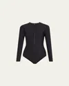 Lisa Marie Fernandez Farrah Rashguard One-piece Swimsuit In Black Neoprene