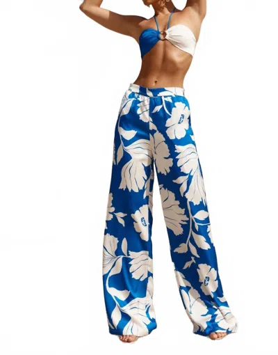 Lisa Marie Fernandez Floral Jojo Pants In Blue/ White