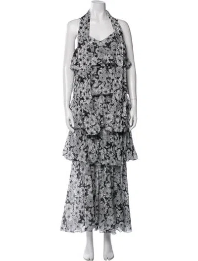 Pre-owned Lisa Marie Fernandez Floral Print Long Dress In Black