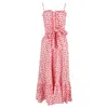 Lisa Marie Fernandez Floral Print Maxi Dress In Red Cotton In Red