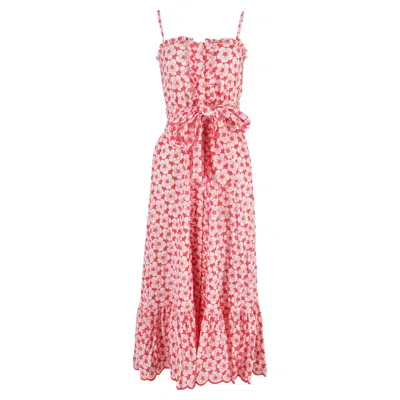 Lisa Marie Fernandez Floral Print Maxi Dress In Red Cotton