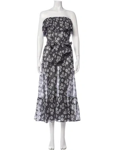 Pre-owned Lisa Marie Fernandez Floral Print Midi Length Dress In Black