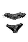 Lisa Marie Fernandez Floral Print One Shoulder Bikini In Black Polyamide In Black
