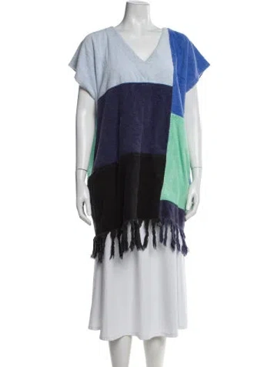 Pre-owned Lisa Marie Fernandez Fringe Trim Accent Robe In Blue