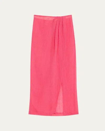 Lisa Marie Fernandez Gauze Sarong Maxi Skirt In Fuchsia Sorrento Gauze