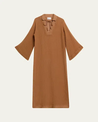 Lisa Marie Fernandez Gauze Tunic Caftan Coverup In Brown