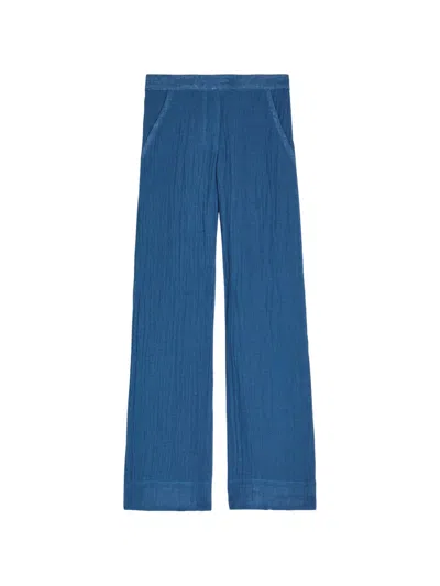 Lisa Marie Fernandez Gauze-texture Wide-leg Trousers In Blue
