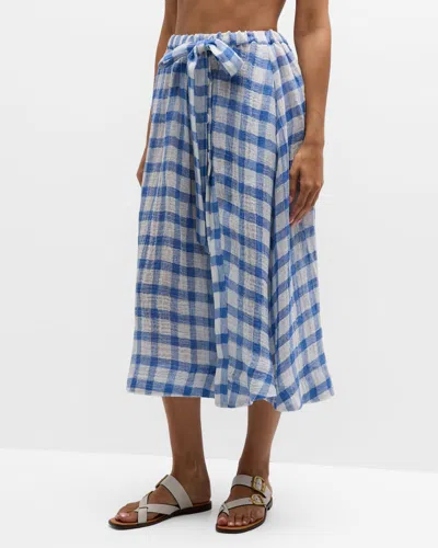 Lisa Marie Fernandez Gingham Full Circle Midi Skirt In Multi