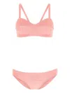 Lisa Marie Fernandez Stretch Terry Bikini Set With Adjustable Straps In Pink