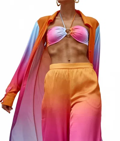 Lisa Marie Fernandez Height Of Horizon Bandeau Top In Orange Ombre In Multi