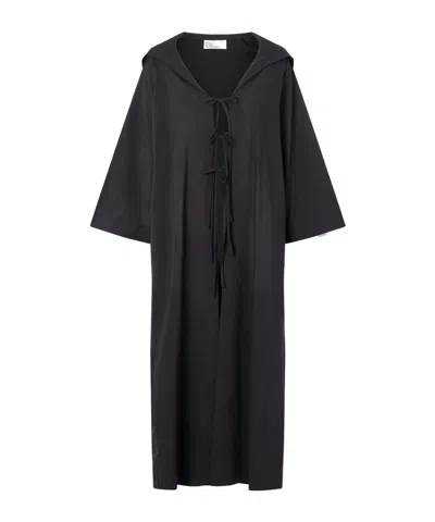 Lisa Marie Fernandez Hooded Cotton-voile Kaftan In Black