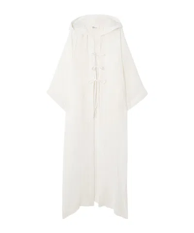 Lisa Marie Fernandez Hooded Crinkled Linen-blend Gauze Kaftan In White