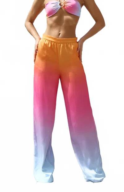 Lisa Marie Fernandez Jojo Relaxed Wide Pants In Orange Ombre In Multi