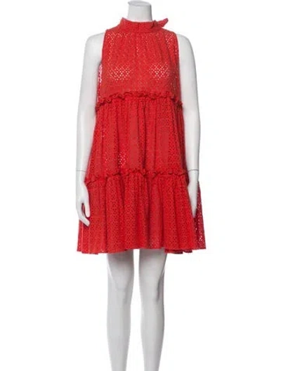 Pre-owned Lisa Marie Fernandez Lace Pattern Mini Dress In Red