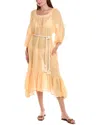 Lisa Marie Fernandez Laure Linen-blend Midi Dress In Orange