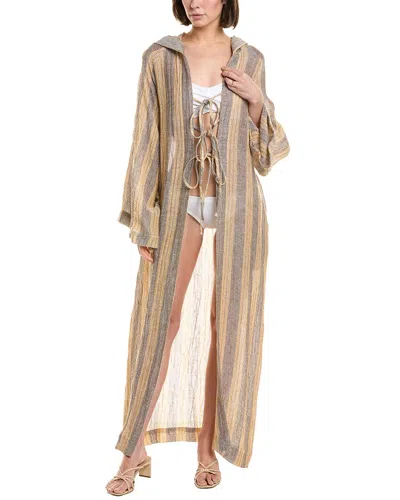 Lisa Marie Fernandez Linen Beach Poncho In Beige