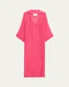 Lisa Marie Fernandez Linen-blend Tunic Caftan In Fuchsia Sorrento Gauze
