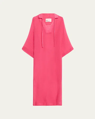 Lisa Marie Fernandez Linen-blend Tunic Caftan In Fuchsia Sorrento Gauze