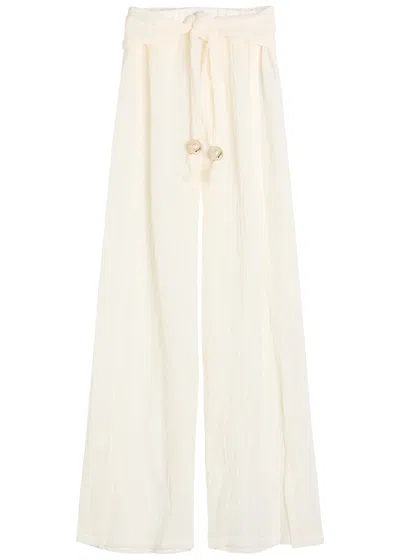 Lisa Marie Fernandez Linen-blend Wide-leg Trousers In White