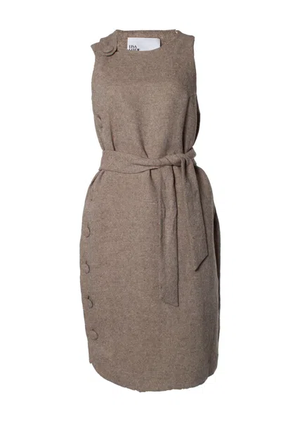 Lisa Marie Fernandez , Linen Blend Wool Midi Dress In Brown