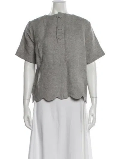Pre-owned Lisa Marie Fernandez Linen Crew Neck Top In Gray