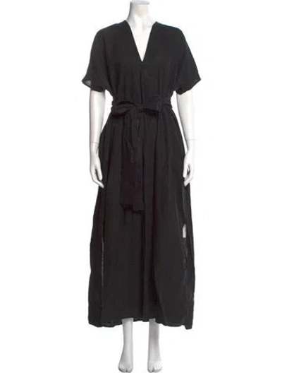 Pre-owned Lisa Marie Fernandez Linen Long Dress In Black