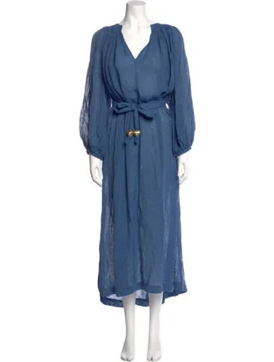 Pre-owned Lisa Marie Fernandez Linen Long Dress In Blue