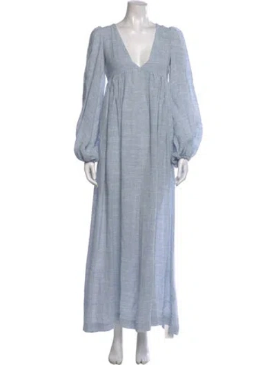 Pre-owned Lisa Marie Fernandez Linen Long Dress In Blue