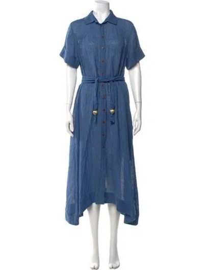 Pre-owned Lisa Marie Fernandez Linen Long Dress In Blue