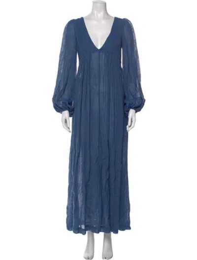 Pre-owned Lisa Marie Fernandez Linen Long Dress In Blue