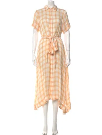 Pre-owned Lisa Marie Fernandez Linen Long Dress In Orange