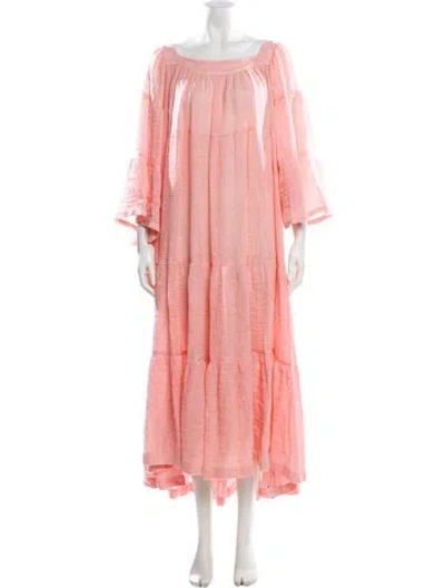 Pre-owned Lisa Marie Fernandez Linen Long Dress In Pink
