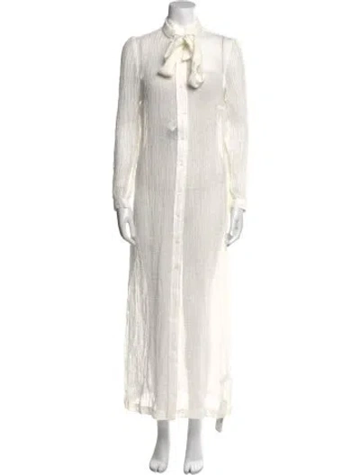 Pre-owned Lisa Marie Fernandez Linen Long Dress W/ Tags In White