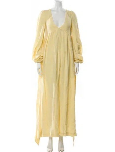 Pre-owned Lisa Marie Fernandez Linen Long Dress In Yellow