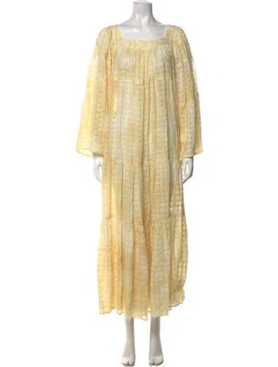Pre-owned Lisa Marie Fernandez Linen Long Dress In Yellow